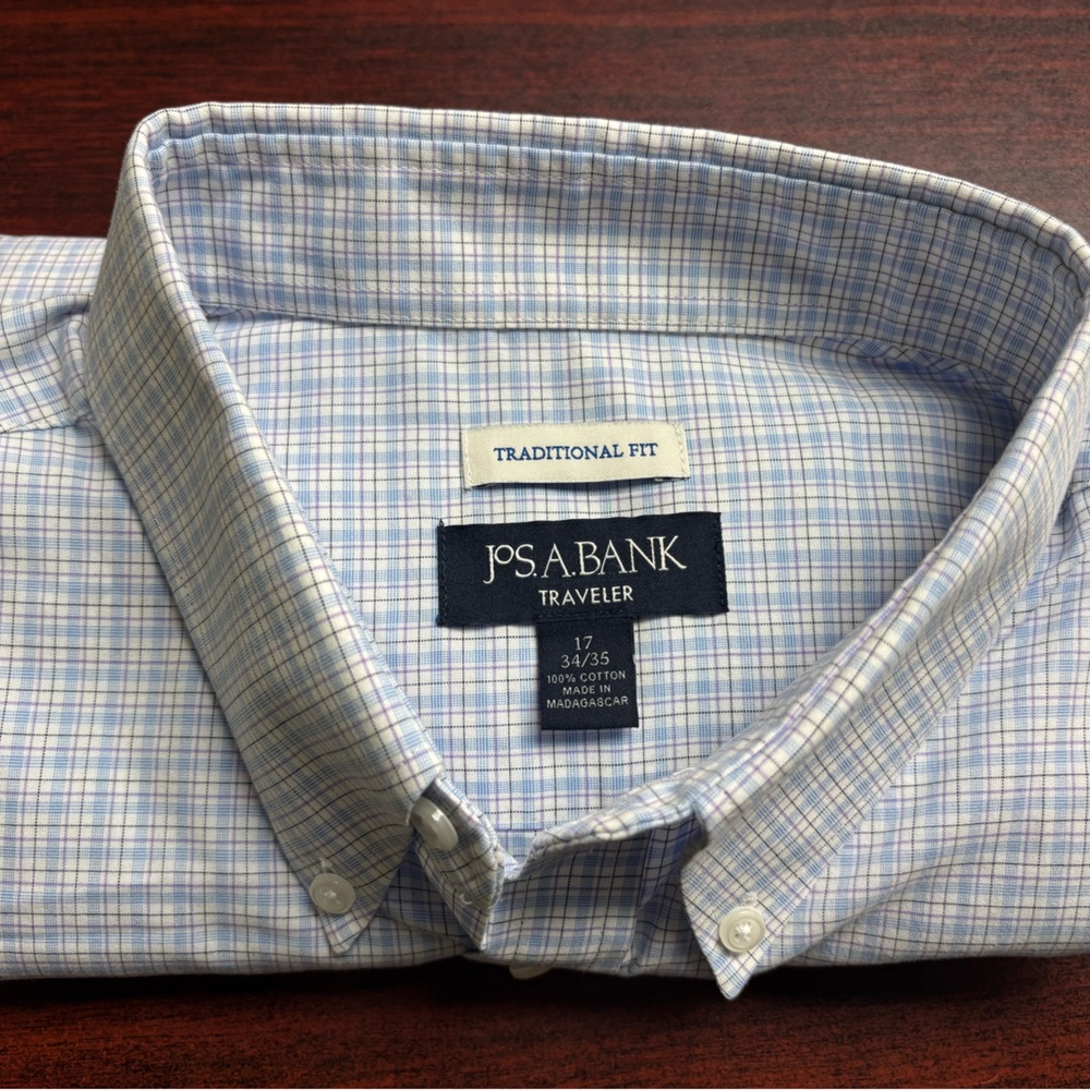 Jos. A. Bank Blue and White Plaid Men's Shirt